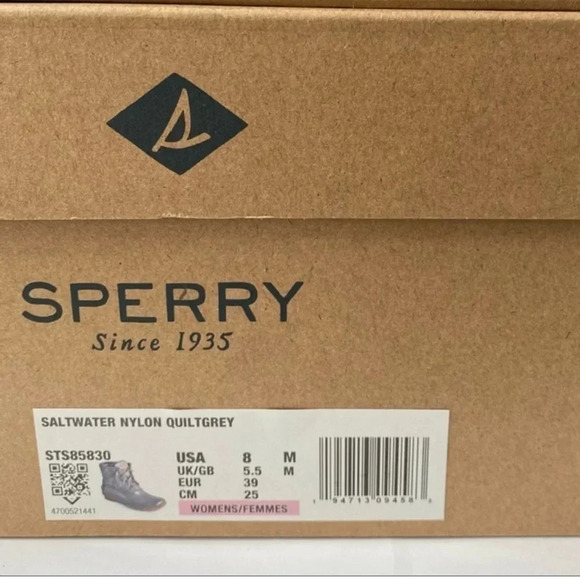 New Sperry Top sider Saltwater STS85830 women's duck boots Nylon Quilt Grey - Picture 6 of 14